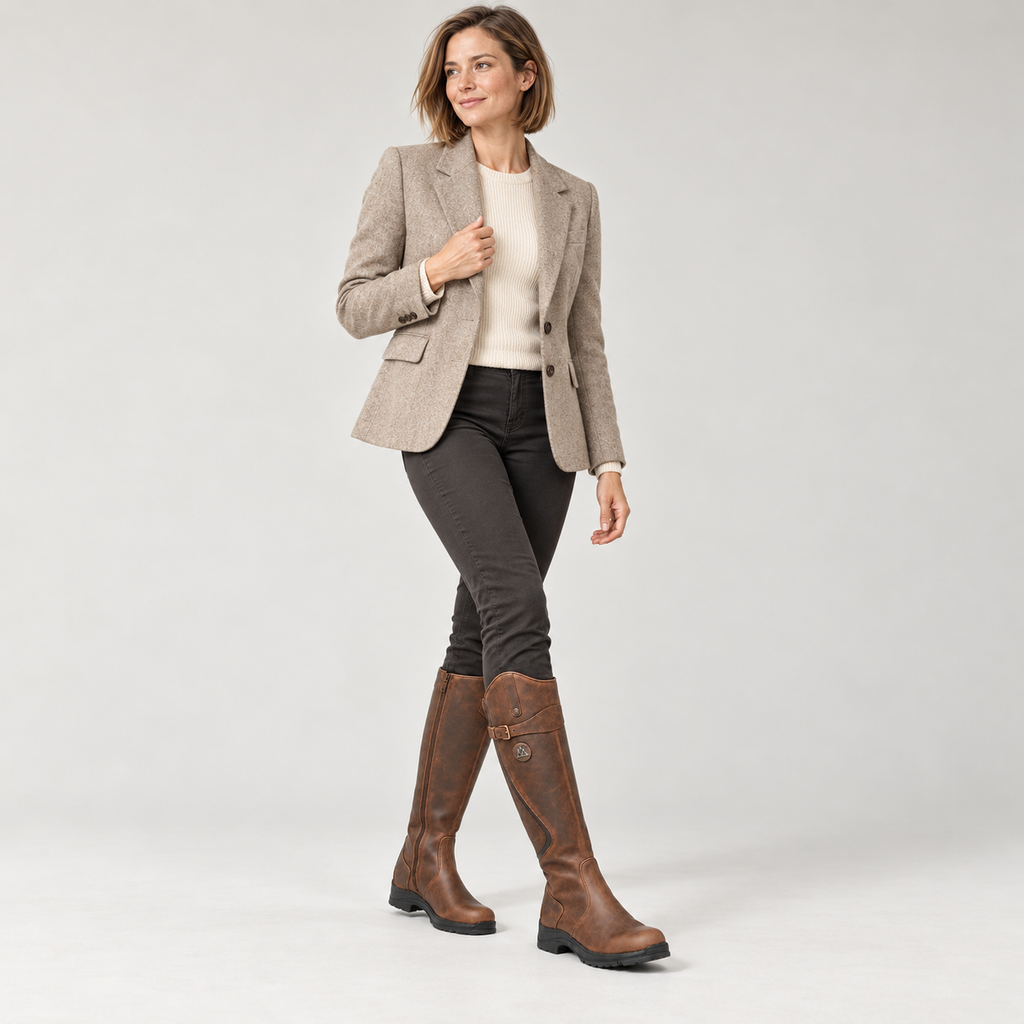 Women's Knee-High Boots with Adjustable Strap – Water-Resistant Treaded Tall Boots