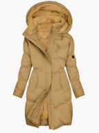 Women's Long Quilted Hooded Coat – Warm Lined Winter Puffer