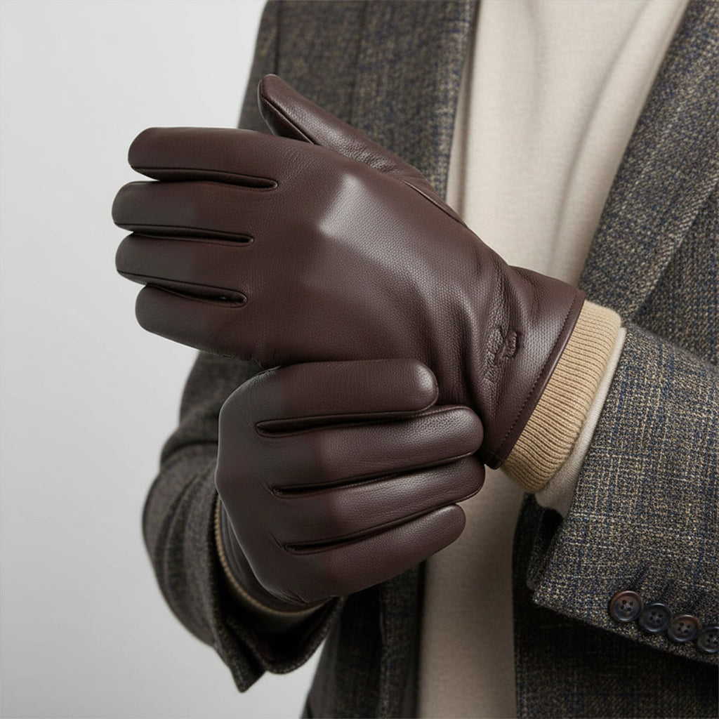 Men's Wool Lined Driving Gloves – Faux Leather Winter Gloves