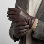 Men's Wool Lined Driving Gloves – Faux Leather Winter Gloves