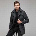 Men's Tailored Wool Blend Overcoat – Lapel Collar Trench-Style Coat