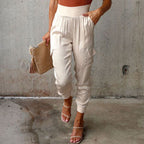 Women's High-Waist Cargo Joggers – Tapered Utility Pants