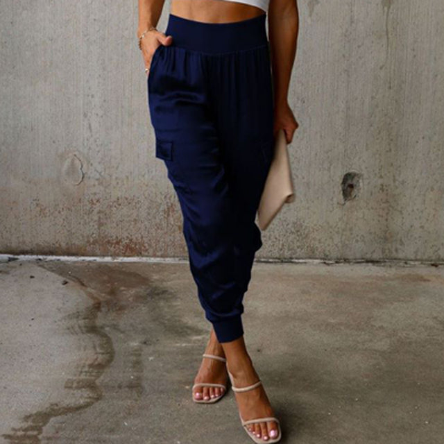 Women's High-Waist Cargo Joggers – Tapered Utility Pants