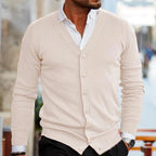 Men's V-Neck Button-Up Knit Vest – Casual Layering Cardigan