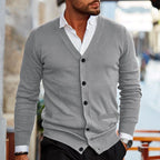 Men's V-Neck Button-Up Knit Vest – Casual Layering Cardigan