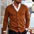 Men's V-Neck Button-Up Knit Vest – Casual Layering Cardigan