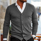 Men's V-Neck Button-Up Knit Vest – Casual Layering Cardigan
