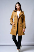Women's Classic Belted Trench Coat – Double-Breasted All-Season Coat