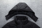 Men's Quilted Hooded Puffer Jacket – Stand Collar Winter Coat