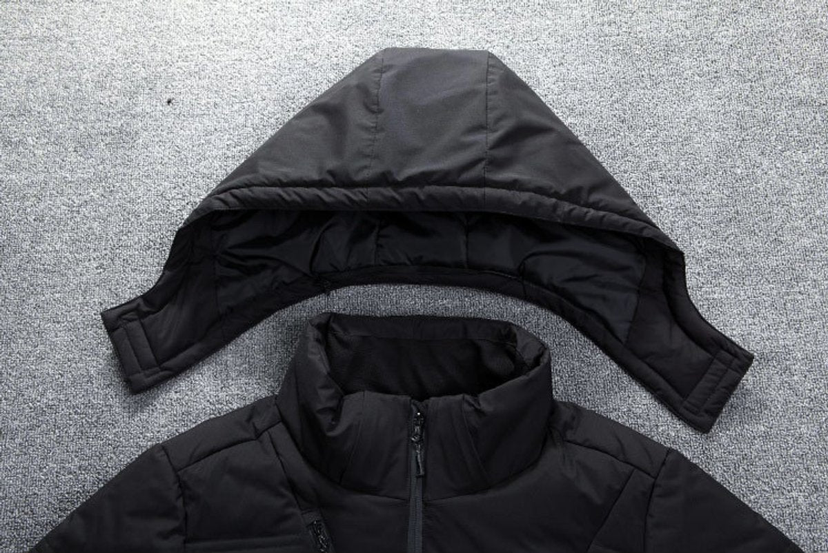 Men's Quilted Hooded Puffer Jacket – Stand Collar Winter Coat