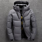 Men's Quilted Hooded Puffer Jacket – Stand Collar Winter Coat