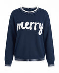 Virginia | Women Merry Script Drop Shoulder Sweater
