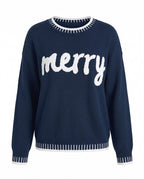 Virginia | Women Merry Script Drop Shoulder Sweater