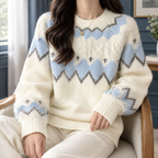Frida | Women Fair Isle Cable Knit Sweater