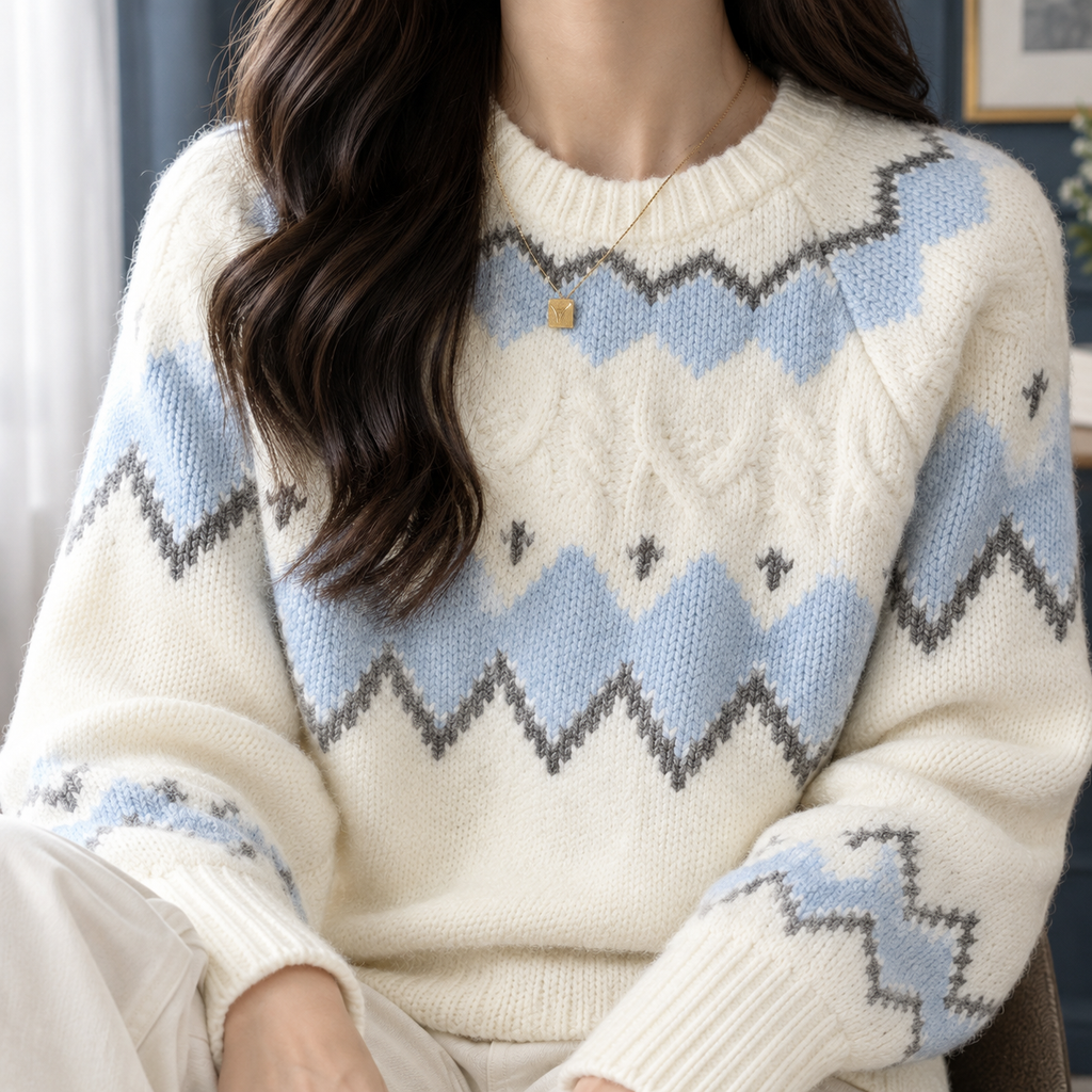 Frida | Women Fair Isle Cable Knit Sweater