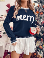 Virginia | Women Merry Script Drop Shoulder Sweater