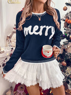 Virginia | Women Merry Script Drop Shoulder Sweater