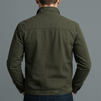 Men's Vintage Cotton Zip Jacket – Rugged Stand Collar Utility Casual Coat