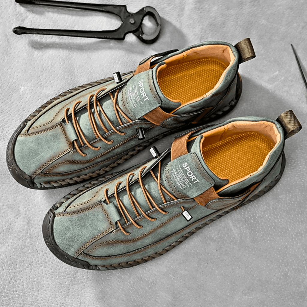 Men's Vintage Casual Sneakers – Stitch Detail Strap Cushioned Shoes