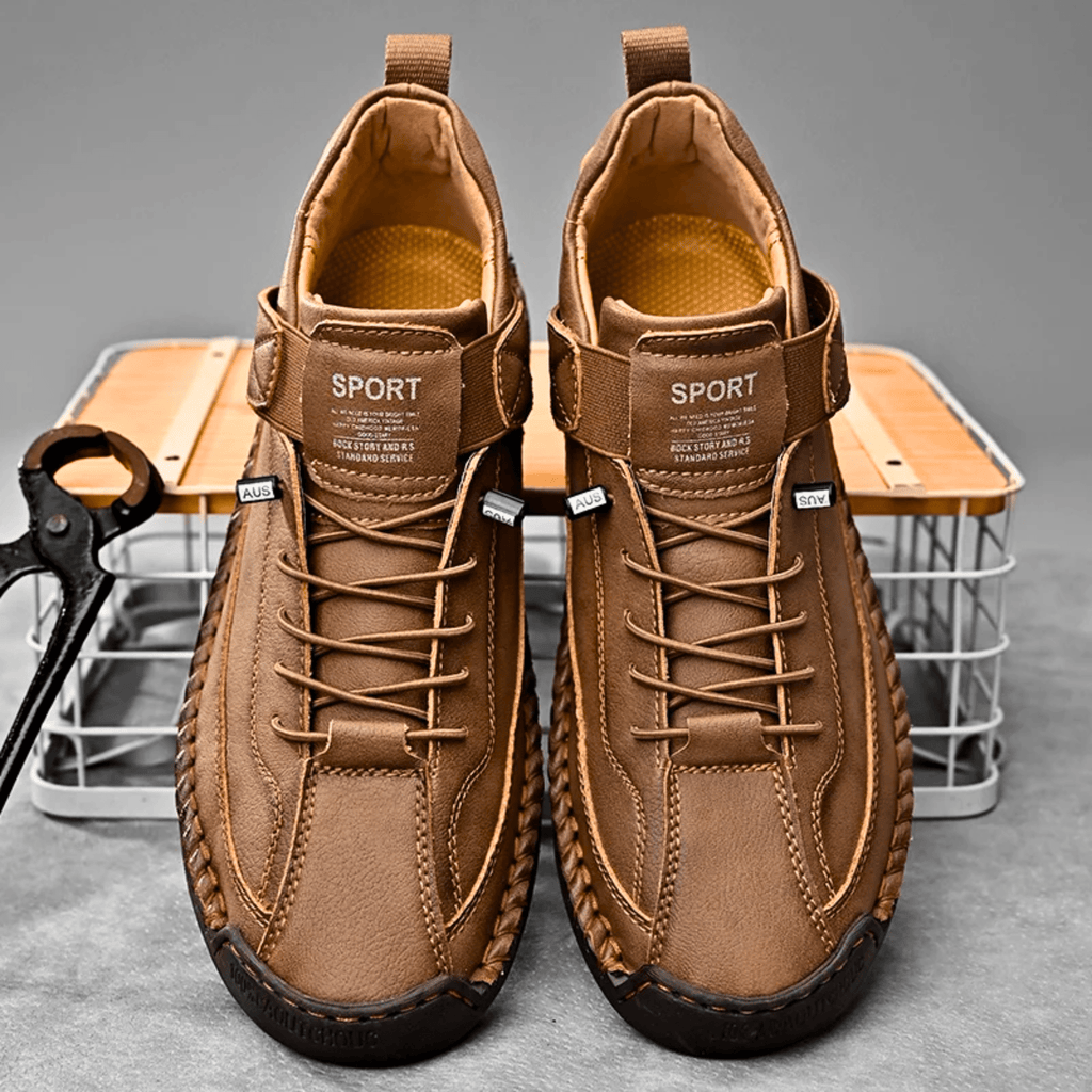 Men's Vintage Casual Sneakers – Stitch Detail Strap Cushioned Shoes