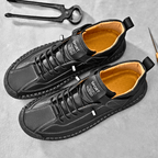 Men's Vintage Casual Sneakers – Stitch Detail Strap Cushioned Shoes