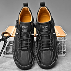 Men's Vintage Casual Sneakers – Stitch Detail Strap Cushioned Shoes