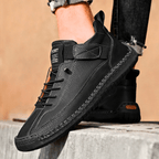 Men's Vintage Casual Sneakers – Stitch Detail Strap Cushioned Shoes