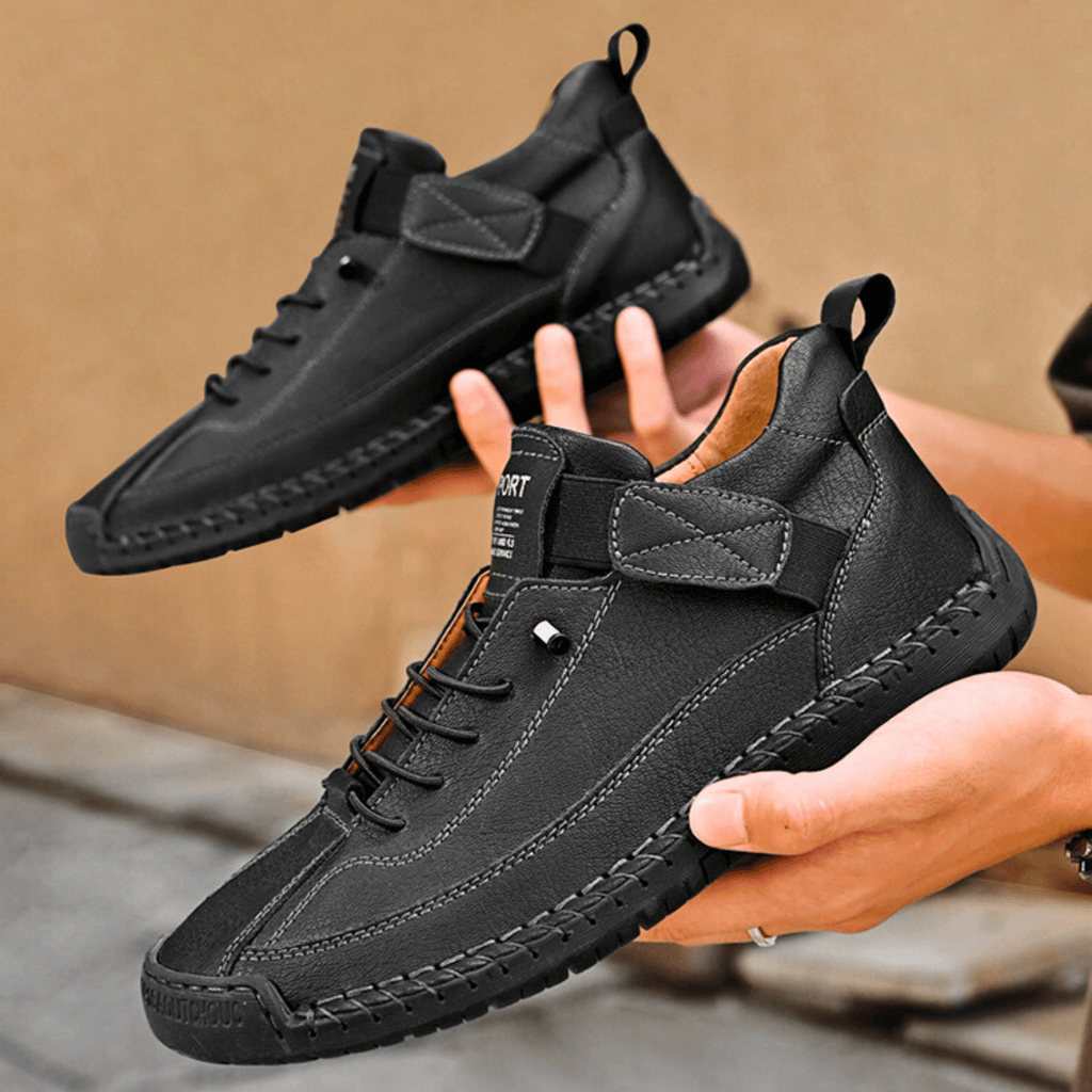 Men's Vintage Casual Sneakers – Stitch Detail Strap Cushioned Shoes