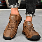 Men's Vintage Casual Sneakers – Stitch Detail Strap Cushioned Shoes