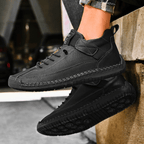Men's Vintage Casual Sneakers – Stitch Detail Strap Cushioned Shoes