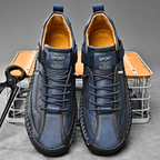 Men's Vintage Casual Sneakers – Stitch Detail Strap Cushioned Shoes