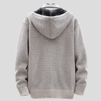 Men's Hooded Zip-Up Knit Cardigan – Chunky Knit Lined Sweater Jacket