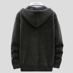 Men's Hooded Zip-Up Knit Cardigan – Chunky Knit Lined Sweater Jacket