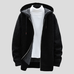 Men's Hooded Zip-Up Knit Cardigan – Chunky Knit Lined Sweater Jacket