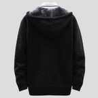 Men's Hooded Zip-Up Knit Cardigan – Chunky Knit Lined Sweater Jacket