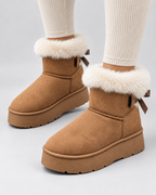 Women's Platform Snow Boots – Suede-Look Warm Cuff Winter Boots