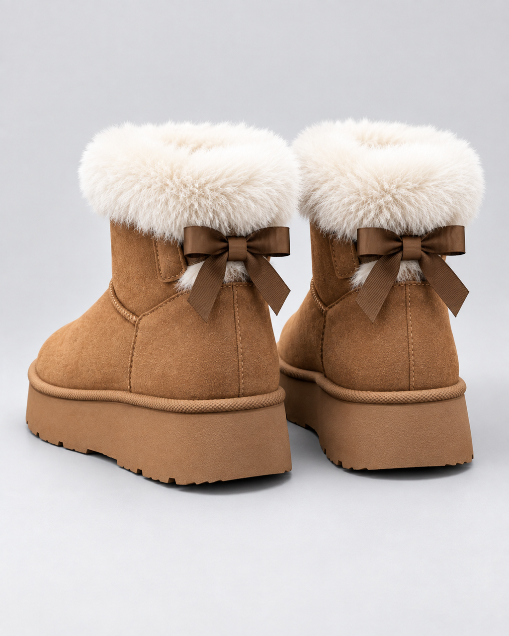 Women's Platform Snow Boots – Suede-Look Warm Cuff Winter Boots
