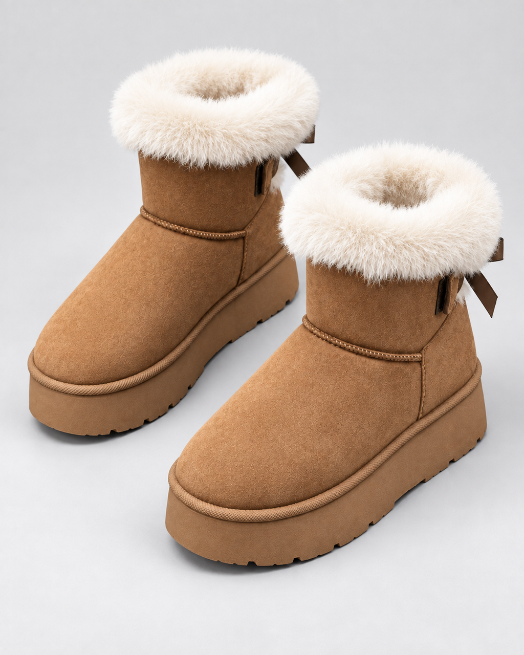 Women's Platform Snow Boots – Suede-Look Warm Cuff Winter Boots