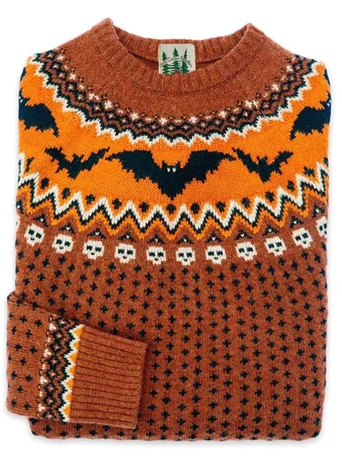 Women's Fair Isle Halloween Crew Neck Sweater – Seasonal Knit Pullover