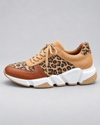 Women's Leopard Print Chunky Sneakers – Sculpted Sole Lace-Up Trainers