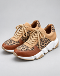 Women's Leopard Print Chunky Sneakers – Sculpted Sole Lace-Up Trainers