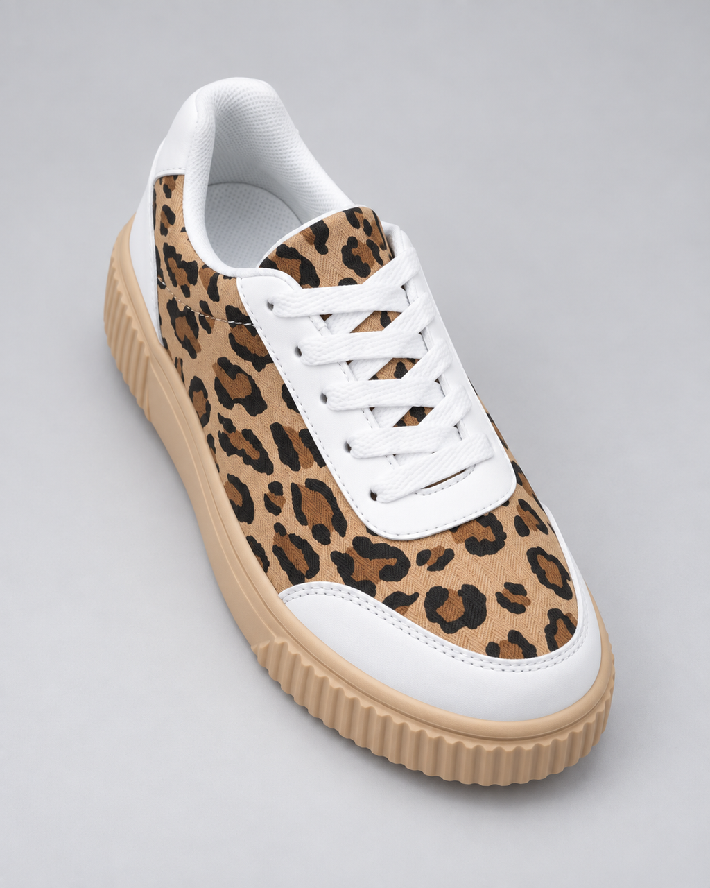 Women's Leopard Print Platform Sneakers – Chunky Sole Lace-Up Shoes