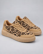 Women's Leopard Print Platform Sneakers – Chunky Sole Lace-Up Shoes