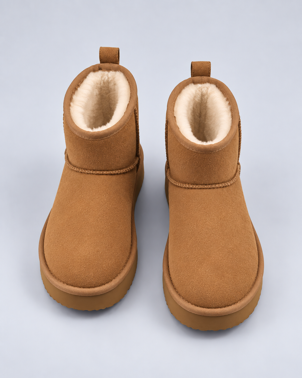 Women's Fleece-Lined Pull-On Ankle Boots – Platform Sole Winter Booties